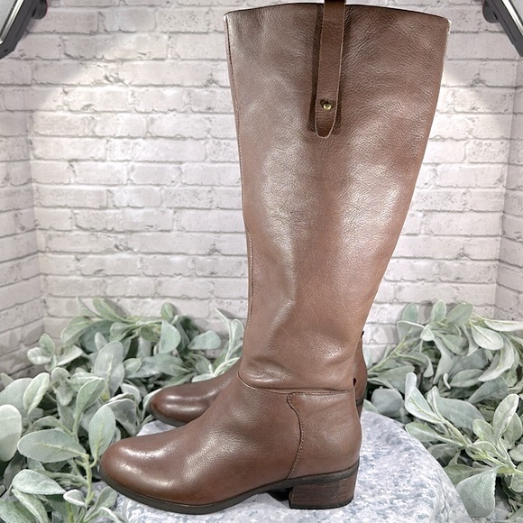 Crown Vintage Aubrie Leather Cognac Round Toe 16.5” Tall Dress Boots WMS 6M✨VGUC - Picture 5 of 16